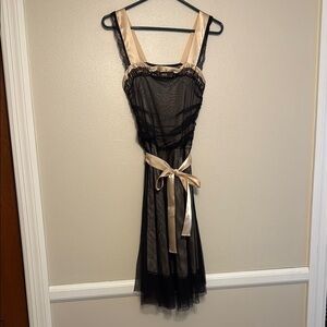 Arden B Black and Cream Babydoll Cocktail Dress